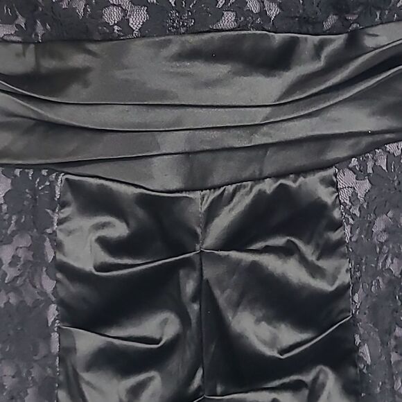 NWT Strapless Black Lace Ruched Bodycon Short Prom Dress Formal Cocktail Gothic - Picture 6 of 10